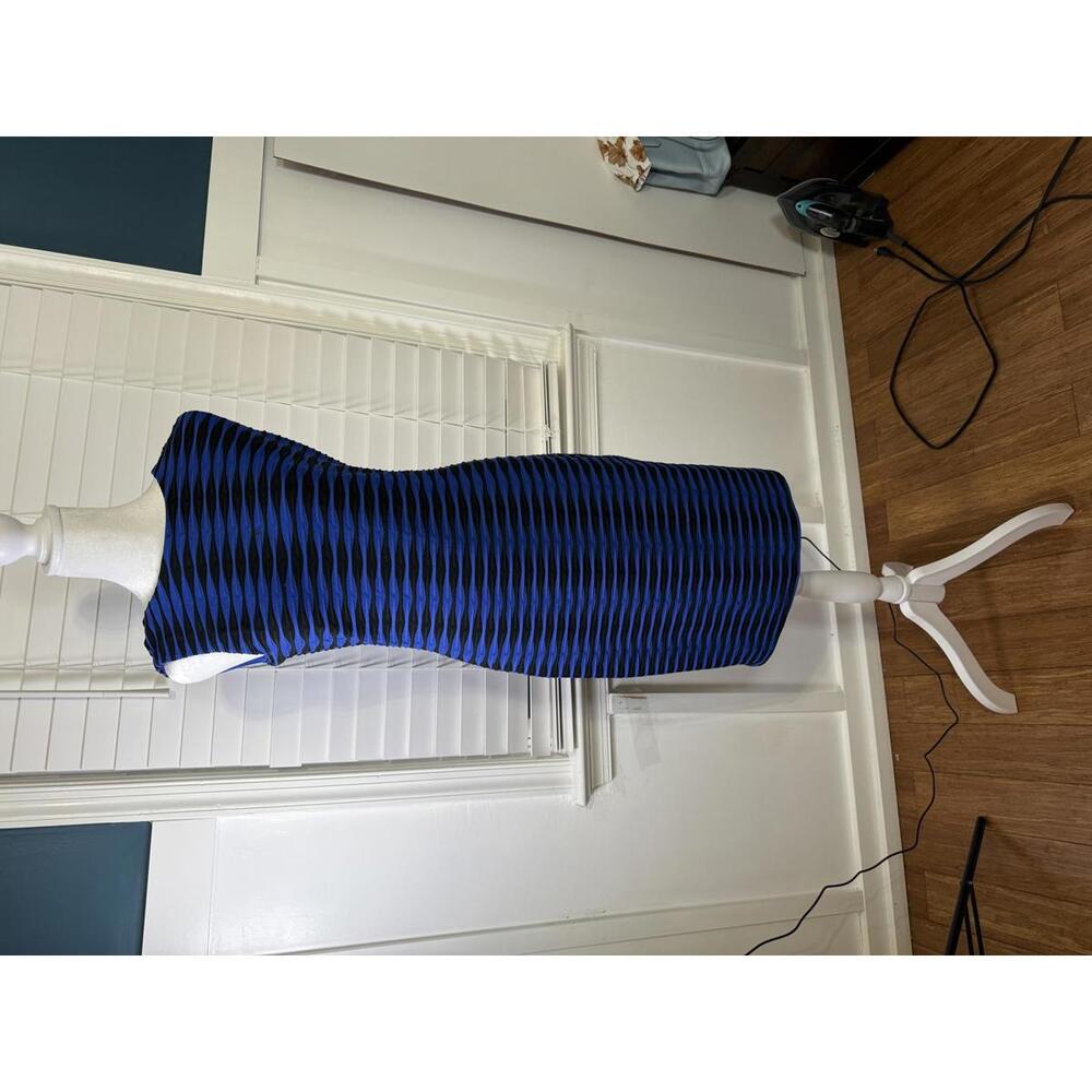 Calvin Klein Blue and Black Sleeveless Sheath Dress Size 2